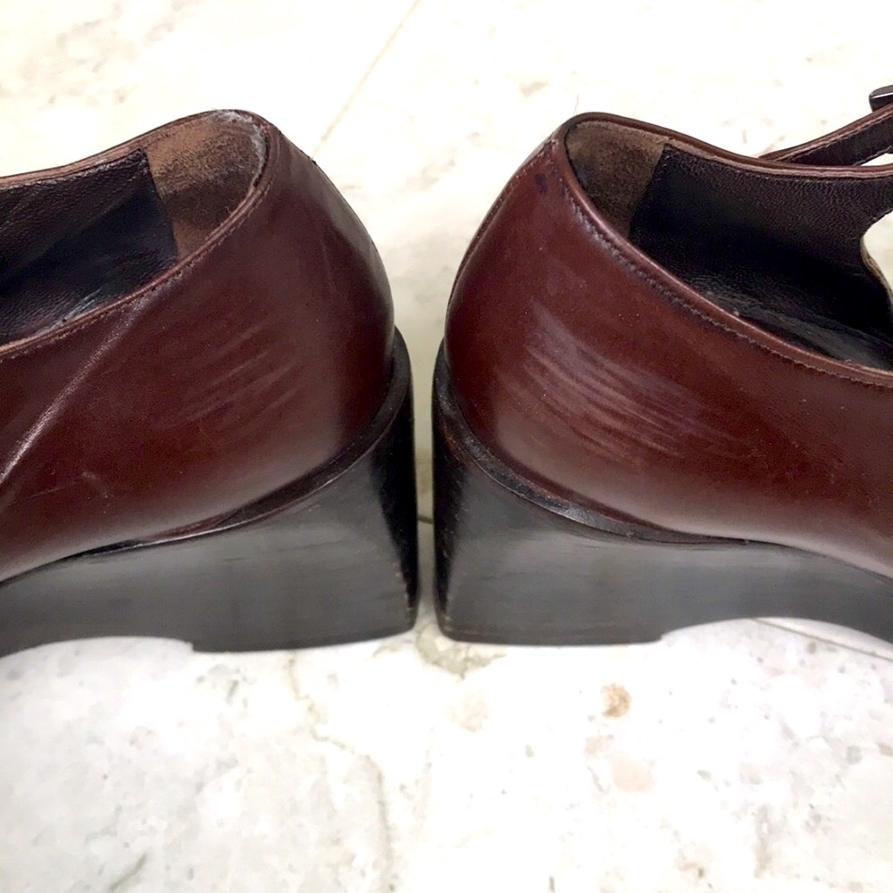 Vintage Mid-1990s Joan & David Brown Leather Wedges Size 6. - Picture 13 of 14
